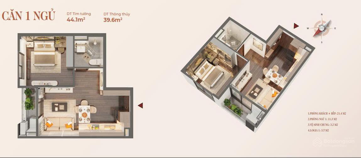 Các loại hình căn hộ tại Toà Rose Residence Hoàng Huy